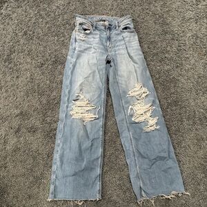 American Eagle Outfitters Light Blue Distressed Flare Jeans